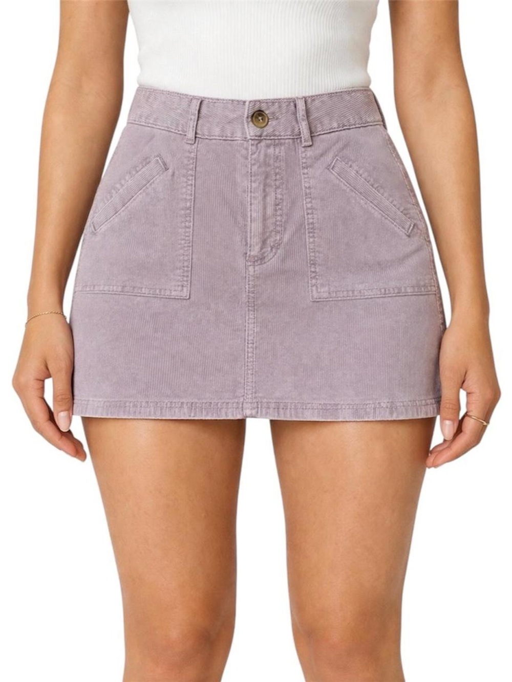 American Eagle Outfitters Lavender Corduroy  High Rise A-Line Mini Skirt Size 6